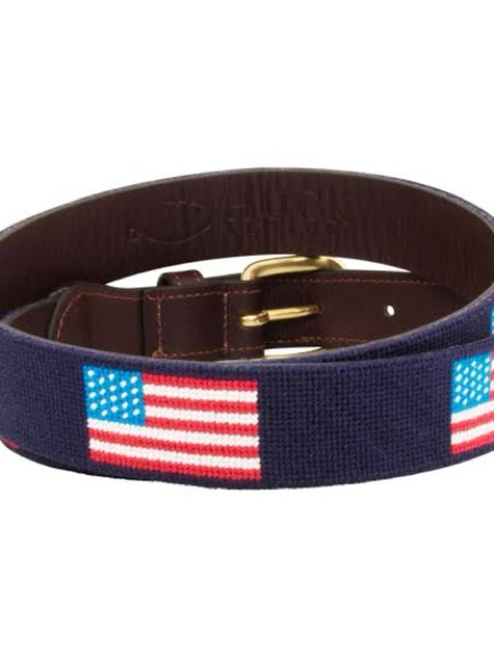 Nautica Navy Needlepoint Belt with American Flag Motif